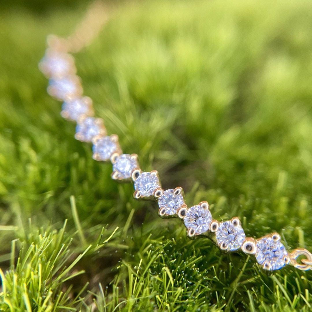 天然 ダイヤモンド スマイルネックレス 計0.28ct K18-