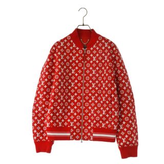 シュプリーム(Supreme)のSUPREME シュプリーム 17AW×LOUIS VUITTON ルイヴィトン LV Leather Baseball Jacket レザーベースボールジャケット モノグラム ジップアップブルゾン レッド RM172 DOS HDL90E(ブルゾン)