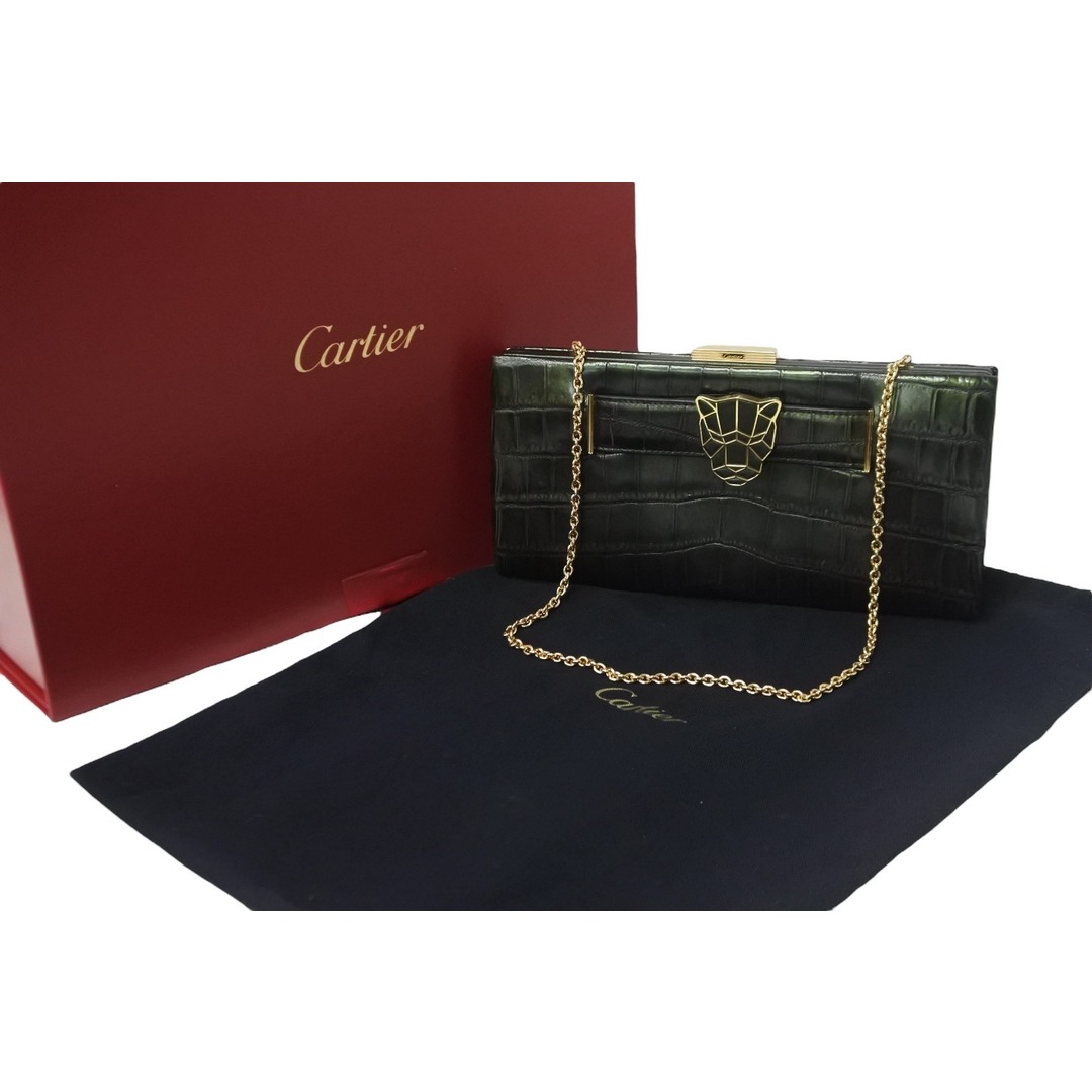 CARTIER カルティエ クラッチバッグ パンテール ドゥ カルティエ ダークグリーン玉虫 クロコダイル CRL1001924 美品  56491