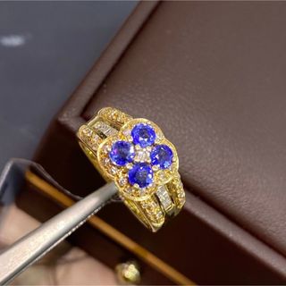 天然 ブルーサファイア ダイヤ リング0.85ct k18 ¥2(リング(指輪))