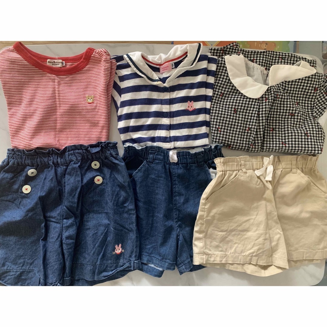 mikihouse(ミキハウス)のmiki house petit main キッズ夏服上下3セットまとめ  キッズ/ベビー/マタニティのキッズ服女の子用(90cm~)(Tシャツ/カットソー)の商品写真