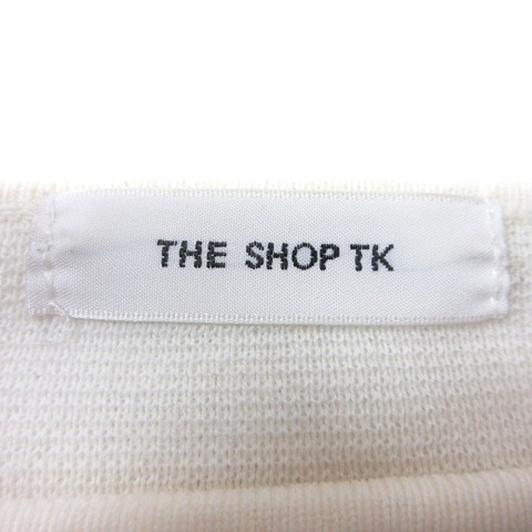 THE SHOP TK(ザショップティーケー)のザショップティーケー ニット カットソー クルーネック ボーダー 長袖 L 白 メンズのトップス(ニット/セーター)の商品写真