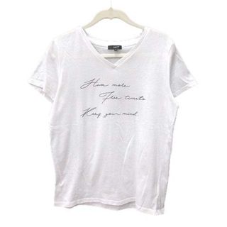 コムサイズム(COMME CA ISM)のコムサイズム Tシャツ カットソー 半袖 Vネック ロゴ 文字 プリント 9 白(Tシャツ(半袖/袖なし))