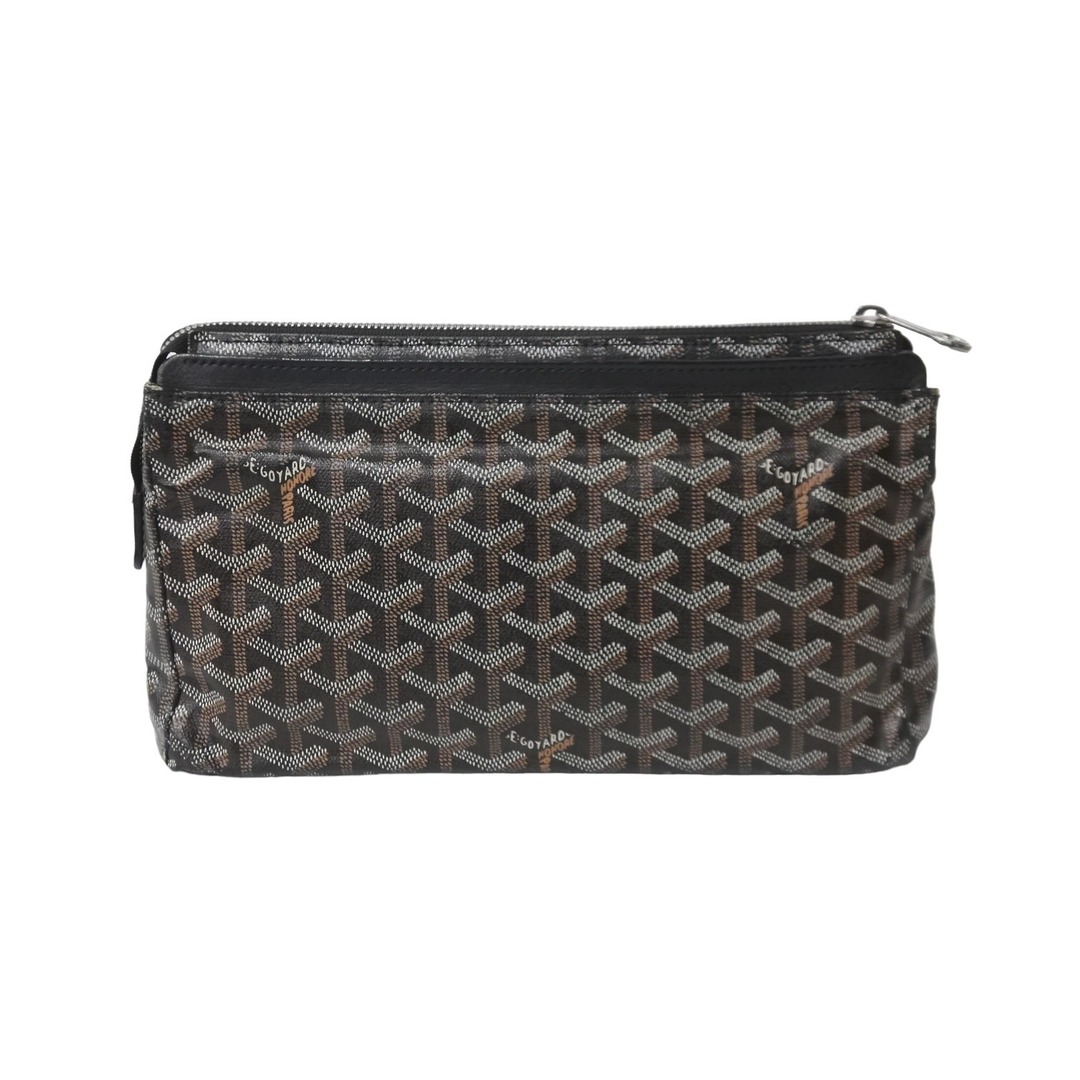 GOYARD ゴヤール ポーチ クラッチバッグ ミロワールPM PVCコーティングキャンバス ブラウン シルバー金具 美品  56602