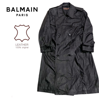BALMAIN - 最高級★BALMAIN PARIS バルマン オールレザー ダブルロングコート 