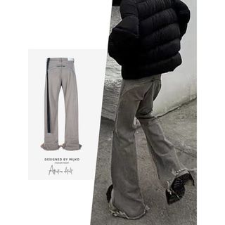 リックオウエンス(Rick Owens)のメンズファッション サイド側ジッパー デニムパンツ ストリート系 ボトムス (デニム/ジーンズ)