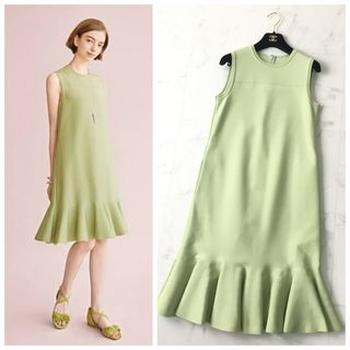 定価10万円程度★綺麗★フォクシー★イエローグリーンデザインワンピース