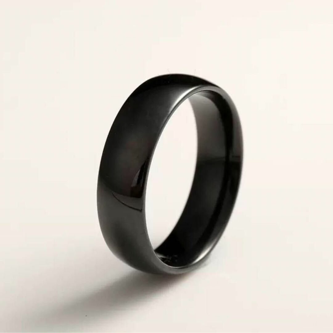 シンプル ワイド デザイン リング 指輪 11号 ブラック 黒色 平打ち  新品 メンズのアクセサリー(リング(指輪))の商品写真