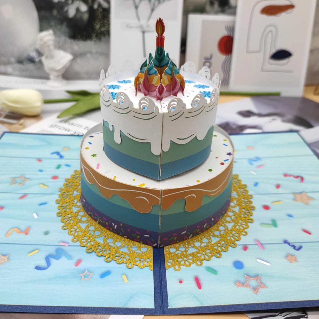3D　by　ケーキ】バースデーカード　色:　メッセージカーの通販　子供　立体　誕生日ケーキ　ハッピースマイルshop｜ラクマ