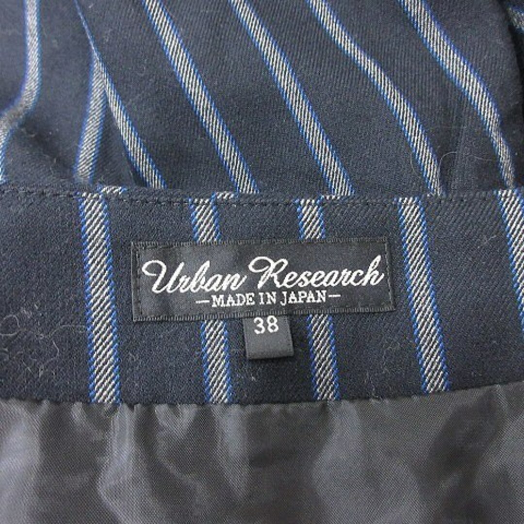 URBAN RESEARCH(アーバンリサーチ)のアーバンリサーチ フレアスカート ミニ ストライプ ウール 38 紺 ネイビー レディースのスカート(ミニスカート)の商品写真