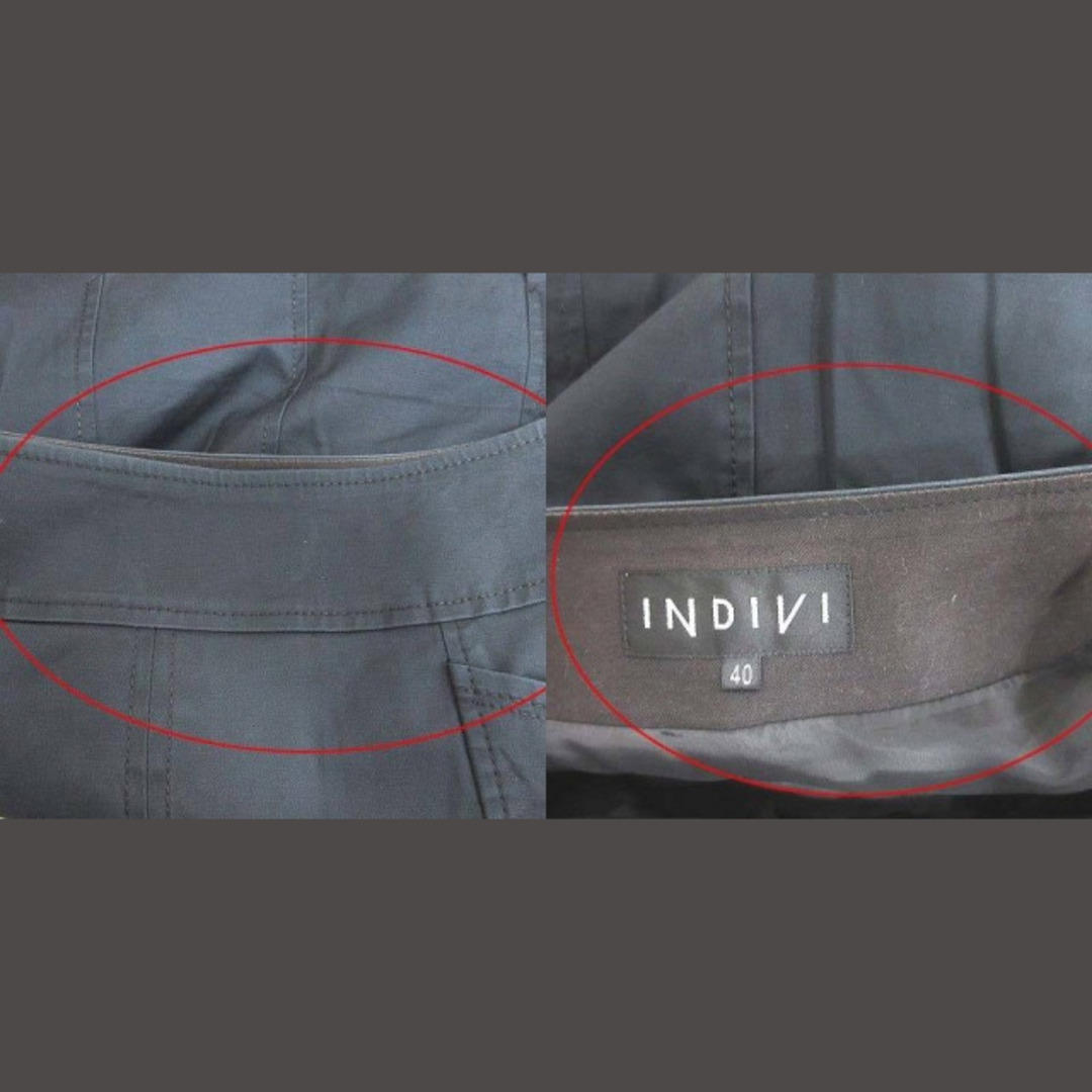 INDIVI(インディヴィ)のインディヴィ INDIVI タイトスカート タック ひざ丈 40 紺 ネイビー レディースのスカート(ひざ丈スカート)の商品写真