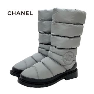 シャネル(CHANEL)のシャネル CHANEL ブーツ ショートブーツ スノーブーツ ミドルブーツ 靴 シューズ ナイロン ココマーク グレー(ブーツ)