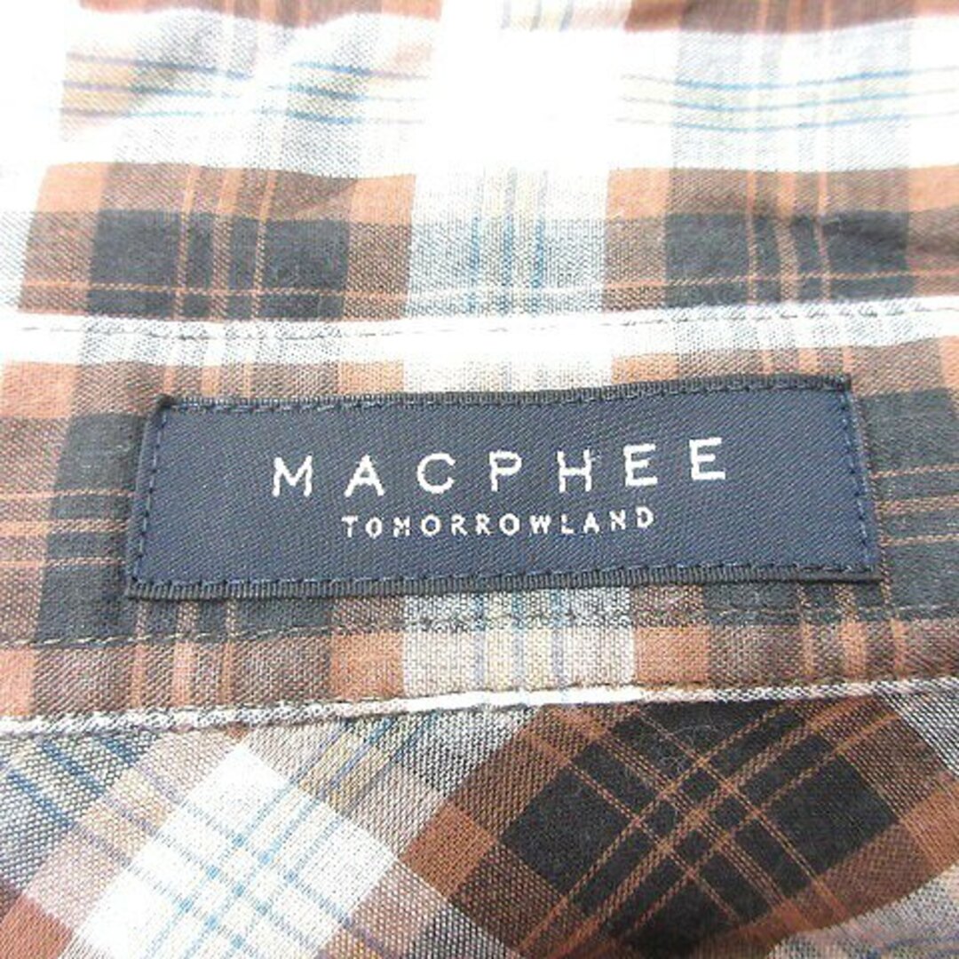 MACPHEE(マカフィー)のマカフィー トゥモローランド シャツ チェック 長袖 38 茶 ブラウン ■MO レディースのトップス(シャツ/ブラウス(長袖/七分))の商品写真