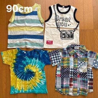 ニシマツヤ(西松屋)の西松屋 タンクトップ Tシャツ 90cm 男の子 4枚セット(Tシャツ/カットソー)