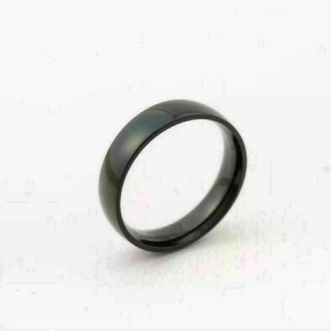 シンプル ワイド デザイン リング 指輪 14号 ブラック 黒色 平打ち 新品 レディースのアクセサリー(リング(指輪))の商品写真
