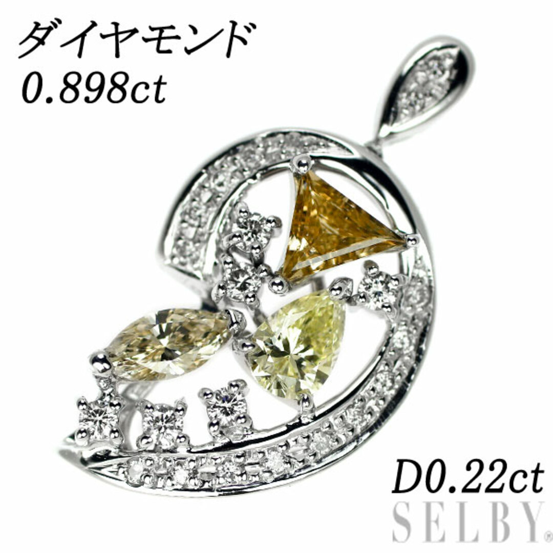 K18WG ダイヤモンド ペンダントトップ 0.898ct D0.22ct-