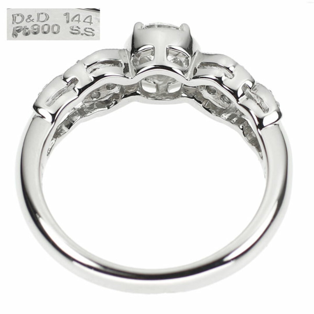 D&D144 Pt900 多面カット ダイヤモンド リング 0.41ct H VS2 D0.09ctの
