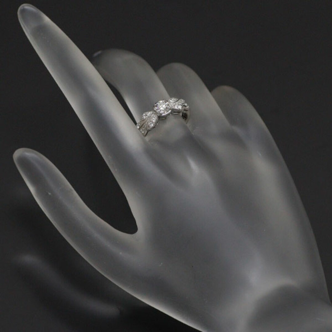 D&D144 Pt900 多面カット ダイヤモンド リング 0.41ct H VS2 D0.09ctの