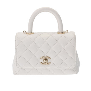 Chanel Coco Mark Quilted Black Lambskin 2way Handbag Tote Shoulder 28cm x  29.5cm