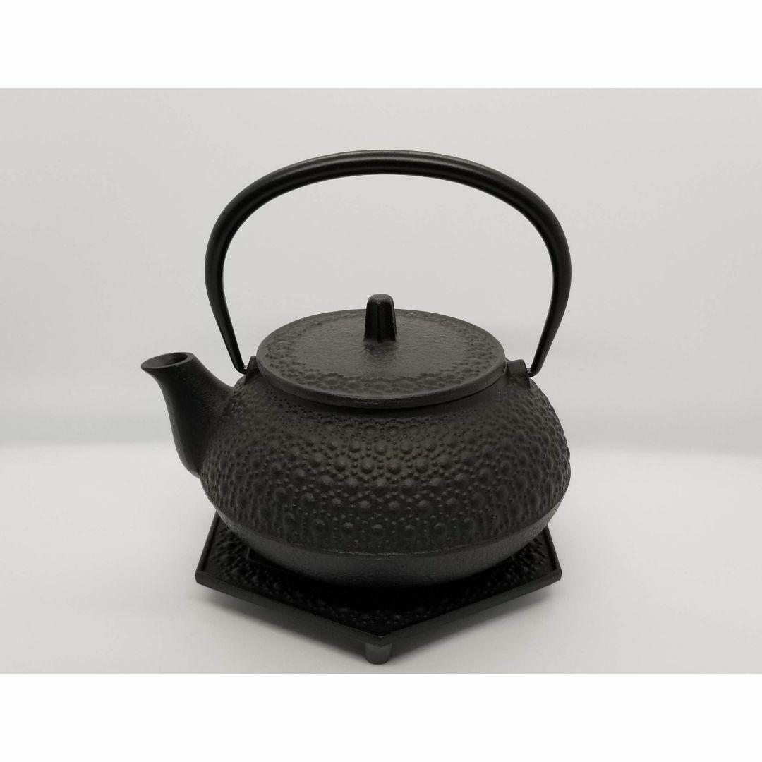 岩鋳 Iwachu 鉄瓶兼用急須 5型新亀甲 黒焼付 0.65L ホーロー無し 直火
