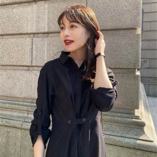 アニュアンス(ánuans)のL'or waist tuck shirt dress black(ロングワンピース/マキシワンピース)