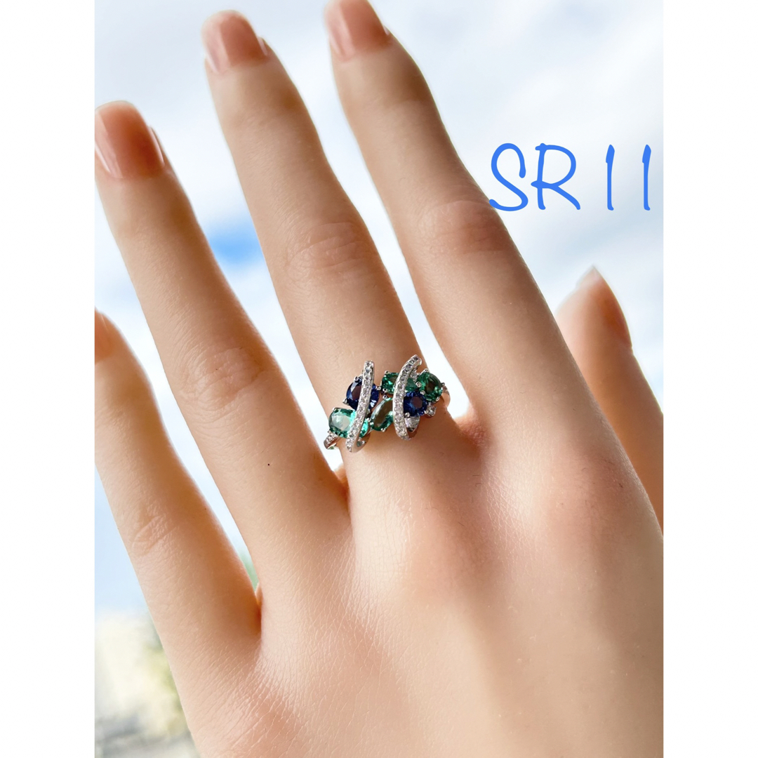 《SR11／11.5号》シルバー925 ジルコニアczダイヤリング人工サファイア レディースのアクセサリー(リング(指輪))の商品写真