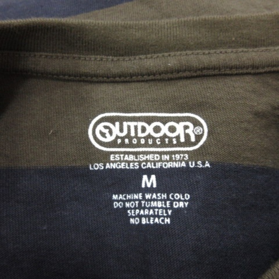 OUTDOOR PRODUCTS(アウトドアプロダクツ)のアウトドアプロダクツ Tシャツ カットソー ボーダー 長袖 M カーキ ネイビー メンズのトップス(Tシャツ/カットソー(七分/長袖))の商品写真