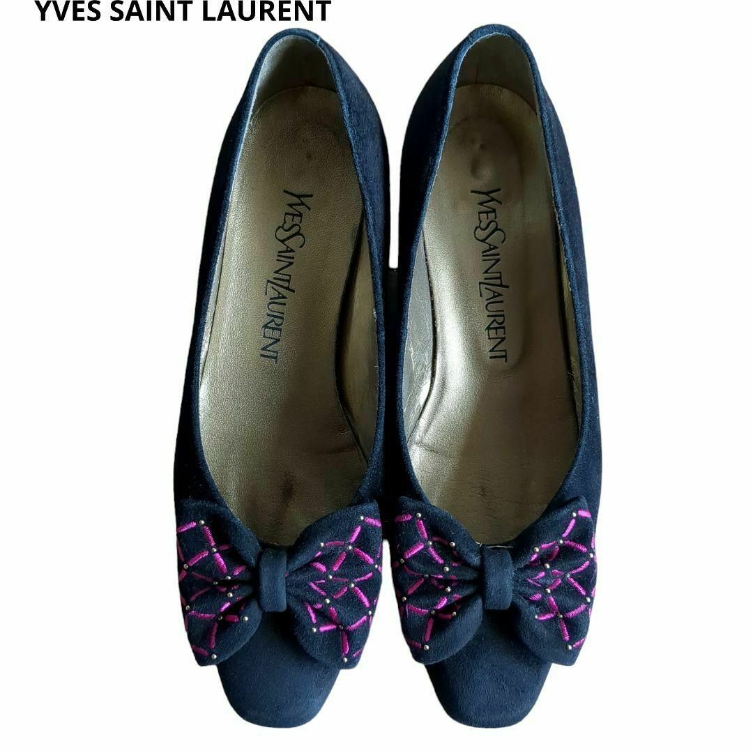 Yves Saint Laurent(イヴサンローラン)のYVES SAINT LAURENT パンプス スエード リボン 23.5cm レディースの靴/シューズ(ハイヒール/パンプス)の商品写真