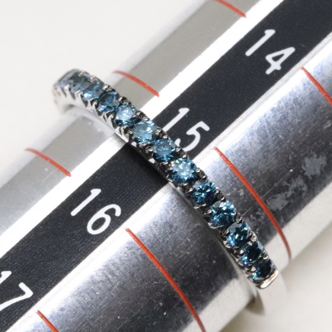 ブルーダイヤモンド ハーフエタニティ リング K18WG レディースのアクセサリー(リング(指輪))の商品写真