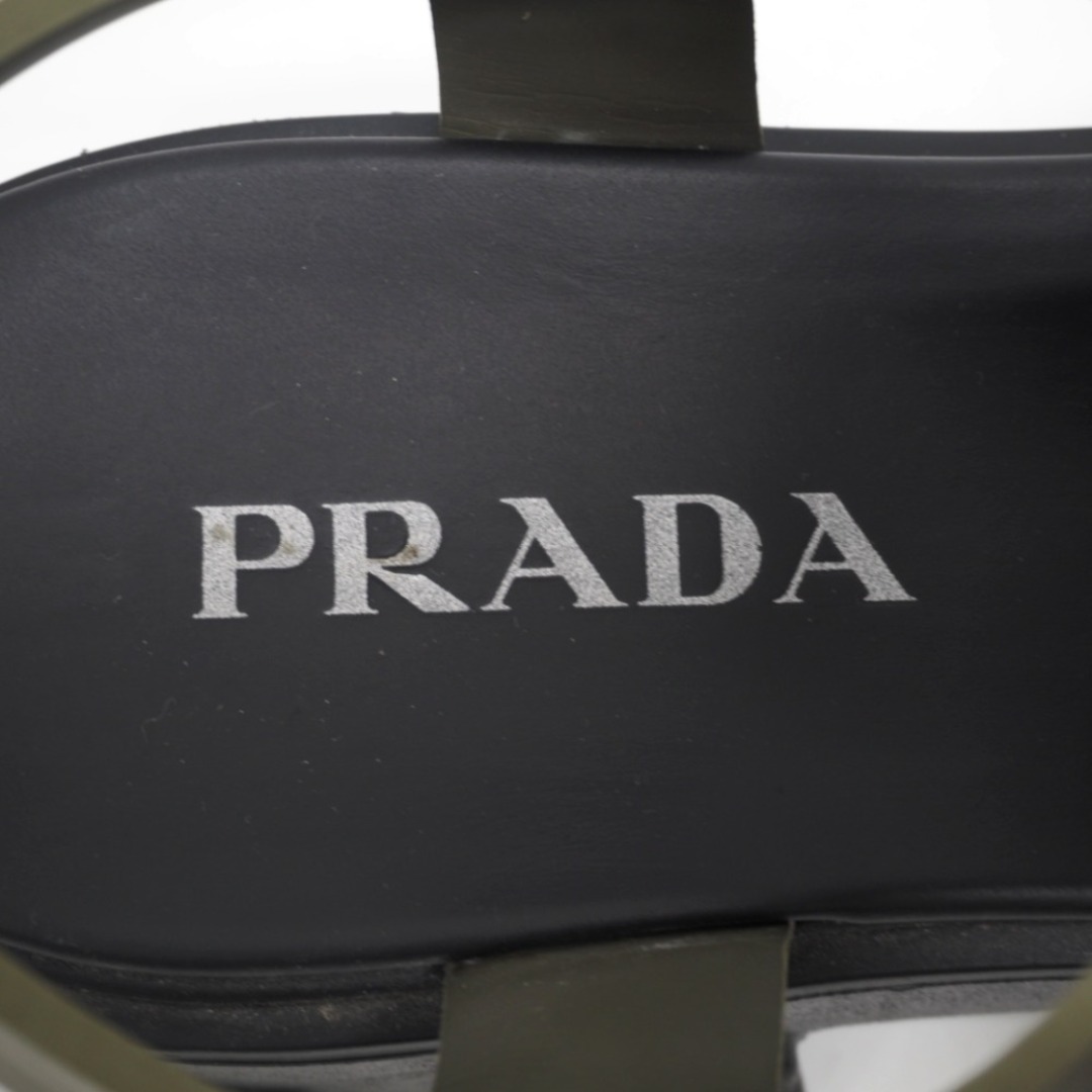 プラダ PRADA サンダル, トライアングルロゴ モノリス カーキ