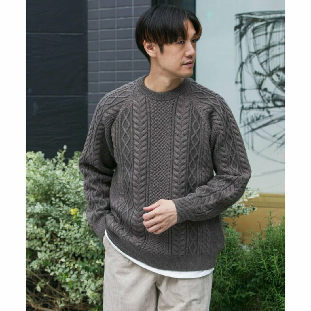 URBAN RESEARCH DOORS(アーバンリサーチドアーズ)の【OFF】アラン編みクルーネックニット メンズのトップス(ニット/セーター)の商品写真