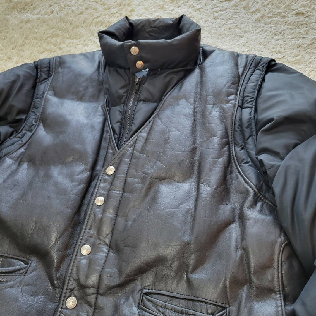 schott(ショット)の【ゴッドサイズ48】5XL ショット 2WAY レザーベスト　ダウンジャケット メンズのジャケット/アウター(ダウンジャケット)の商品写真