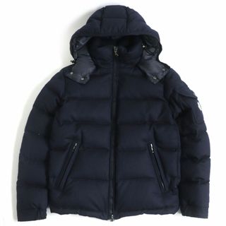 モンクレール(MONCLER)の美品□モンクレール MONTGENEVRE GIUBBOTTO/モンジュネーブル ロゴワッペン フーデッド WZIP ウールダウンジャケット 紺 0 国内正規品(ダウンジャケット)