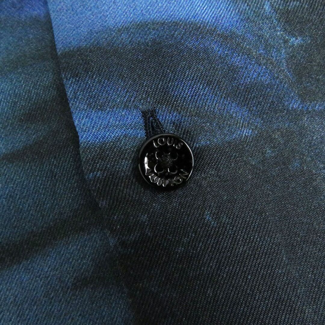 極美品□21SS ルイヴィトン 1A8XBX ソルトプリント/総柄 シルク100％ ロングスリーブ デザインシャツ ネイビー XS イタリア製 正規品