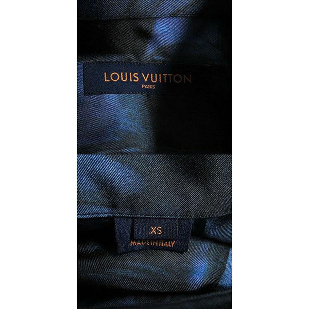 極美品□21SS ルイヴィトン 1A8XBX ソルトプリント/総柄 シルク100％ ロングスリーブ デザインシャツ ネイビー XS イタリア製 正規品