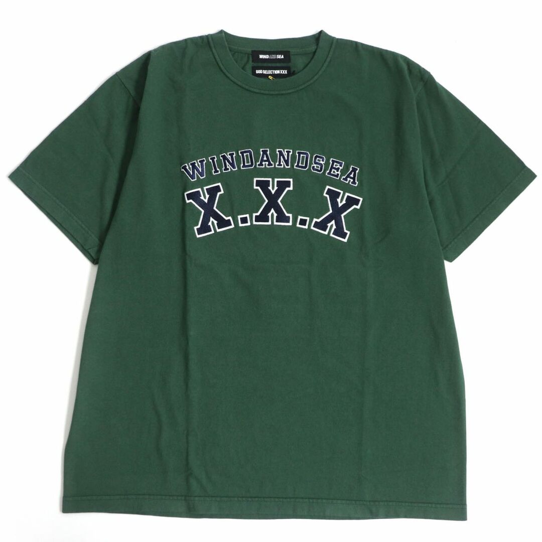 58cm着丈未使用品□WIND AND SEA×GOD SELECTION XXX ウィンダンシー ゴッドセレクション WDS-XXX-21A-10 半袖ロゴTシャツ 緑 L 正規品 メンズ