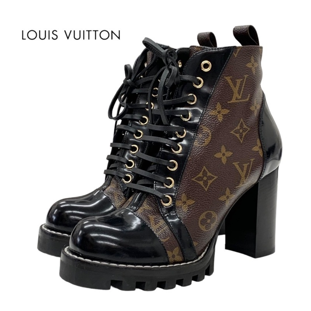 LOUIS VUITTON(ルイヴィトン)のｖルイヴィトン LOUIS VUITTON スタートレイルライン モノグラム ショートブーツ アンクルブーツ レースアップ ブラウン ブラック レディースの靴/シューズ(ブーツ)の商品写真