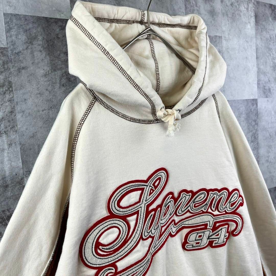 SUPREME シュプリーム パーカー ビッグセンターロゴ ベージュ S