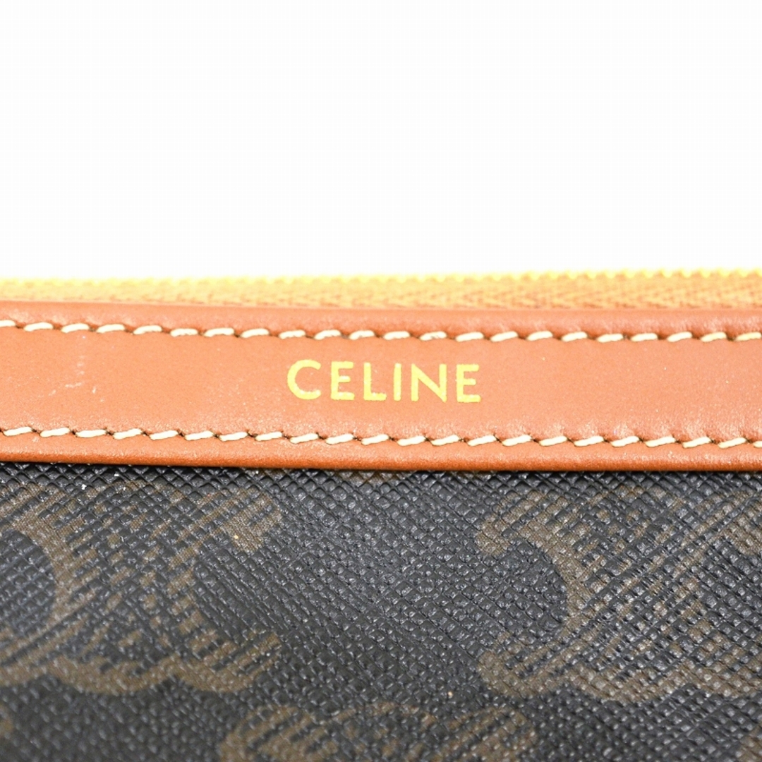 celine(セリーヌ)のCELINE セリーヌ トリオンフ ミディアム コスメティックポーチ タン キャンバス×レザー 4M1632CZJ.04LU 【中古】 JA-17895 レディースのファッション小物(ポーチ)の商品写真