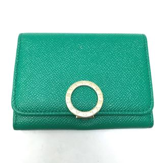 ブルガリ(BVLGARI)のブルガリ BVLGARI ブルガリブルガリ ロゴクリップ 名刺入れ 定期入れ パスケース バイカラー カードケース レザー グリーン 美品(パスケース/IDカードホルダー)