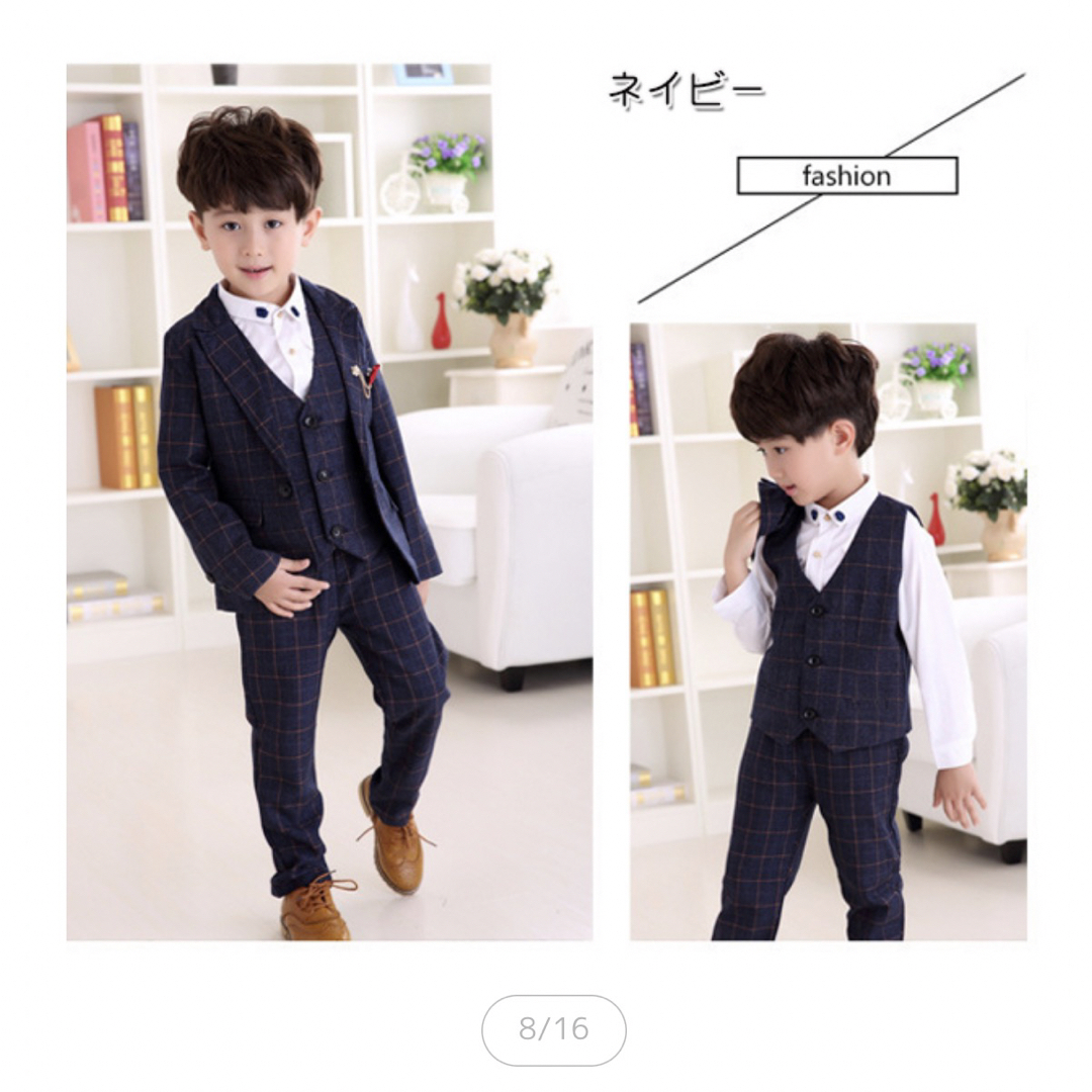 子供スーツ　3点セット キッズ/ベビー/マタニティのキッズ服男の子用(90cm~)(ドレス/フォーマル)の商品写真