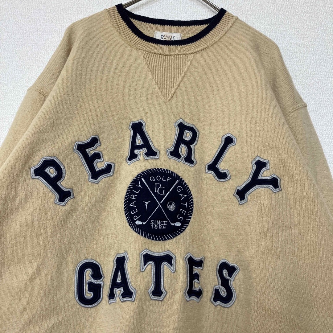 PEARLY GATES(パーリーゲイツ)のPEARLY GATES パーリーゲイツ　ニット　メンズ　ベージュ　Lサイズ スポーツ/アウトドアのゴルフ(ウエア)の商品写真