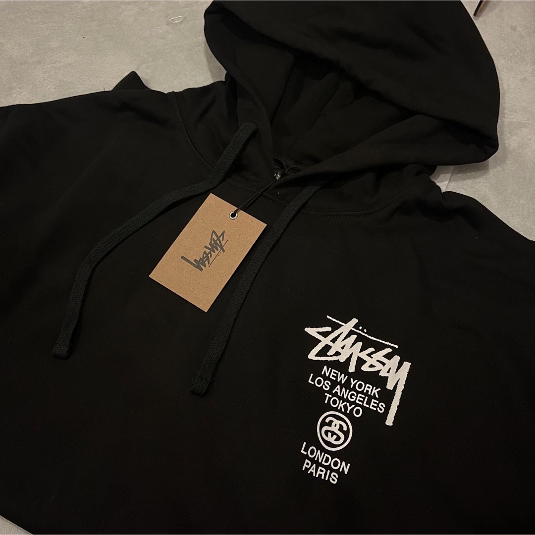 STUSSY - stussy パーカー スウェットパーカー ワールドツアー 黒