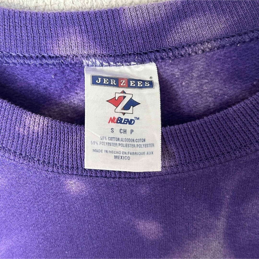 JERZEES(ジャージーズ)のスウェット　タイダイ　刺繍ロゴ　パープル　紫　奇抜　個性　古着　ヴィンテージ メンズのトップス(スウェット)の商品写真