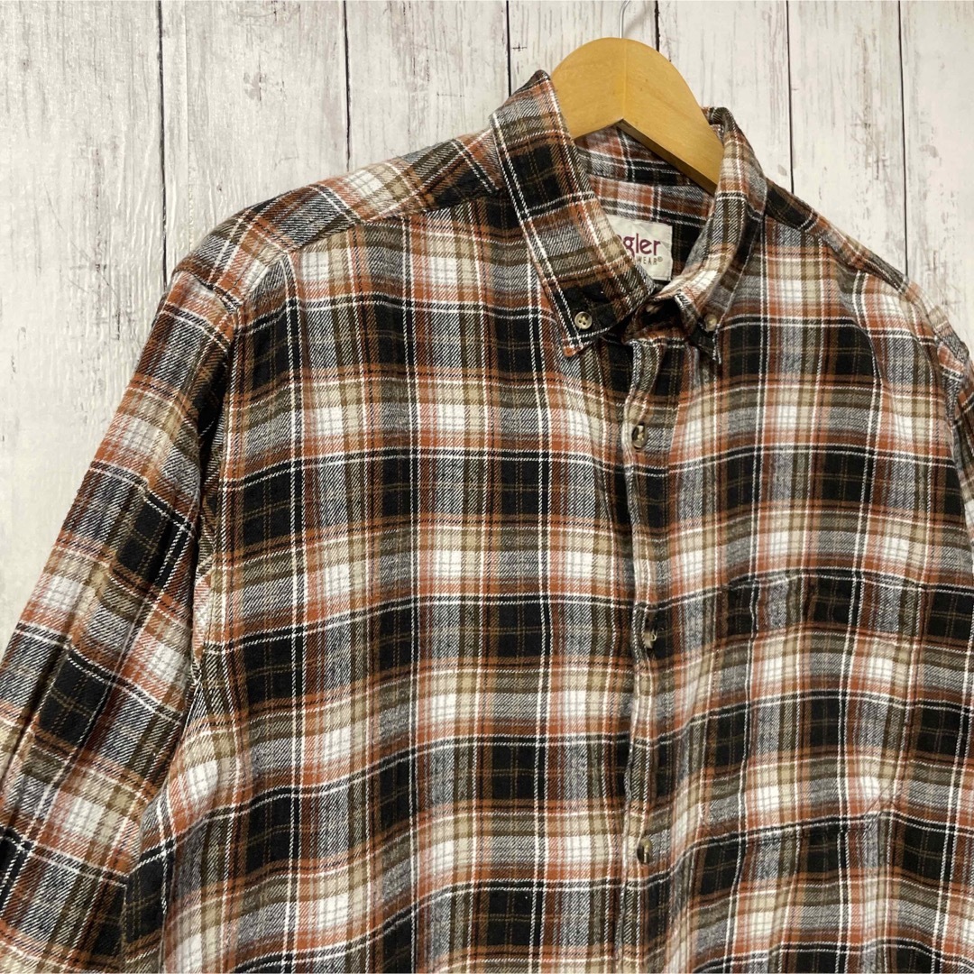 Wrangler(ラングラー)のWrangler ラングラー ボタンダウン ネルシャツ チェック柄 秋冬 古着 メンズのトップス(シャツ)の商品写真