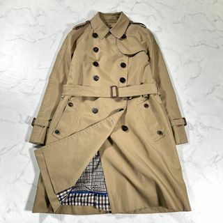 美品 Aquascutum アクアスキュータム 春夏 リネン混 トレンチコート-