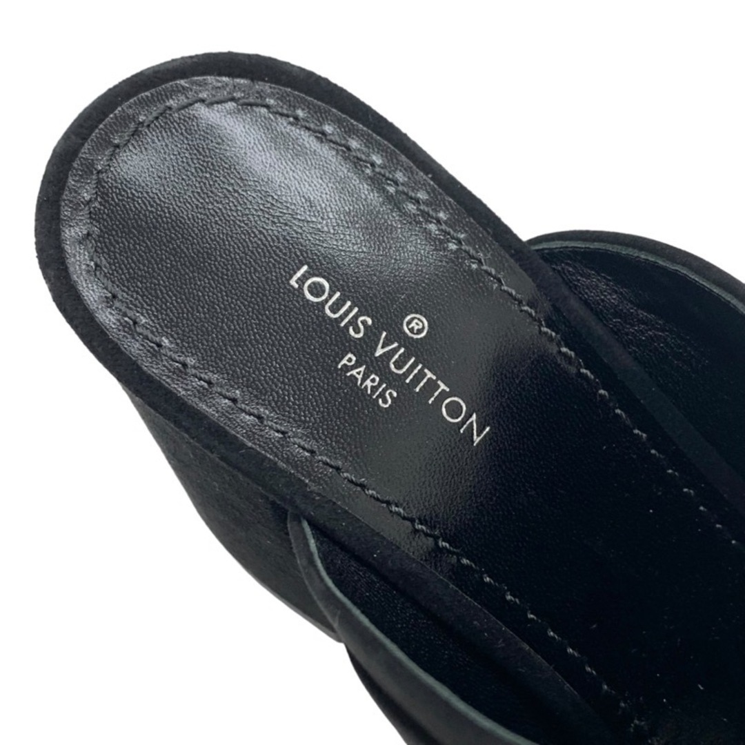 ルイヴィトン LOUIS VUITTON サンダル 靴 シューズ スエード レザー ブラック 黒 ミュール ロゴブラック