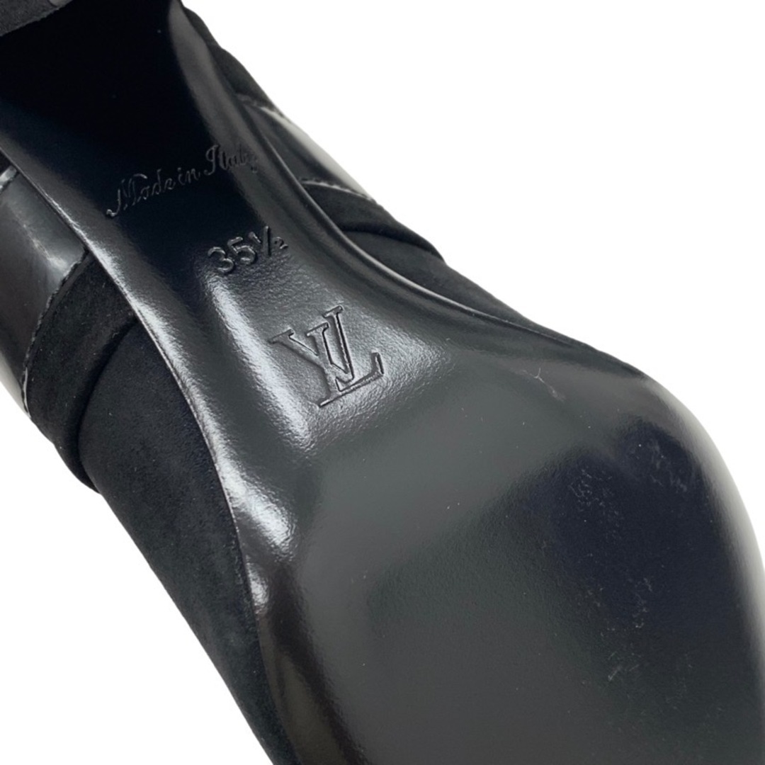 ルイヴィトン LOUIS VUITTON サンダル 靴 シューズ スエード レザー ブラック 黒 ミュール ロゴブラック