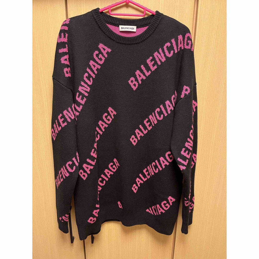 Balenciaga(バレンシアガ)の正規 19SS BALENCIAGA バレンシアガ 総柄ロゴ ニット メンズのトップス(ニット/セーター)の商品写真