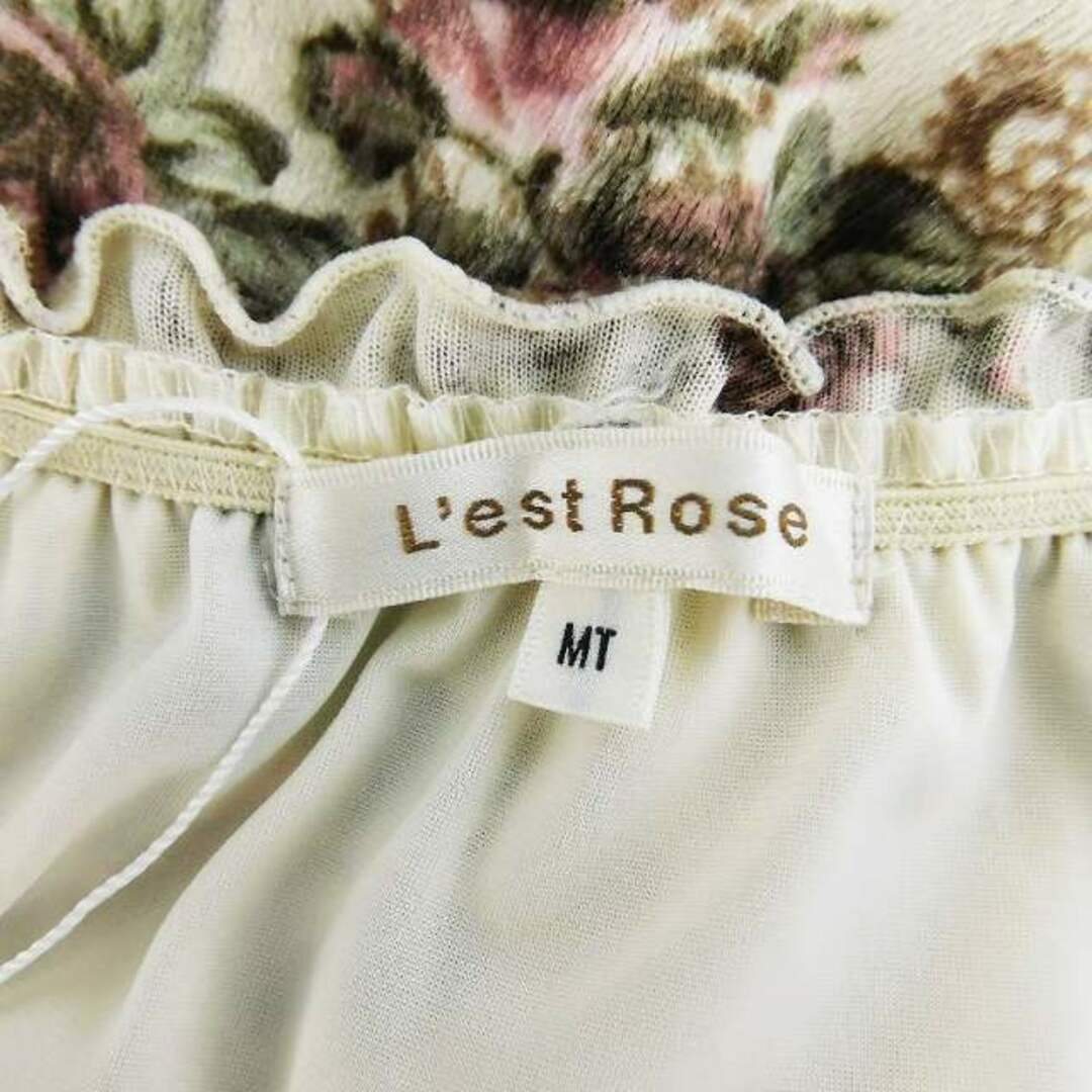 L'EST ROSE(レストローズ)のレストローズ 花柄 ティアードワンピース ミニ 半袖 レース MT ベージュ レディースのワンピース(ミニワンピース)の商品写真